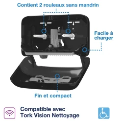 Distributeur papier hygiènique noir 36x13x20,7 cm - TORK Online