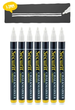 SECURIT Feutres craie blanc pointe fine blanc Ø 1 cm 15 cm (7 pièces) New