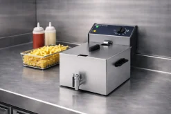 PRO.EQUIP Friteuse avec robinet argent 230v 8 L New