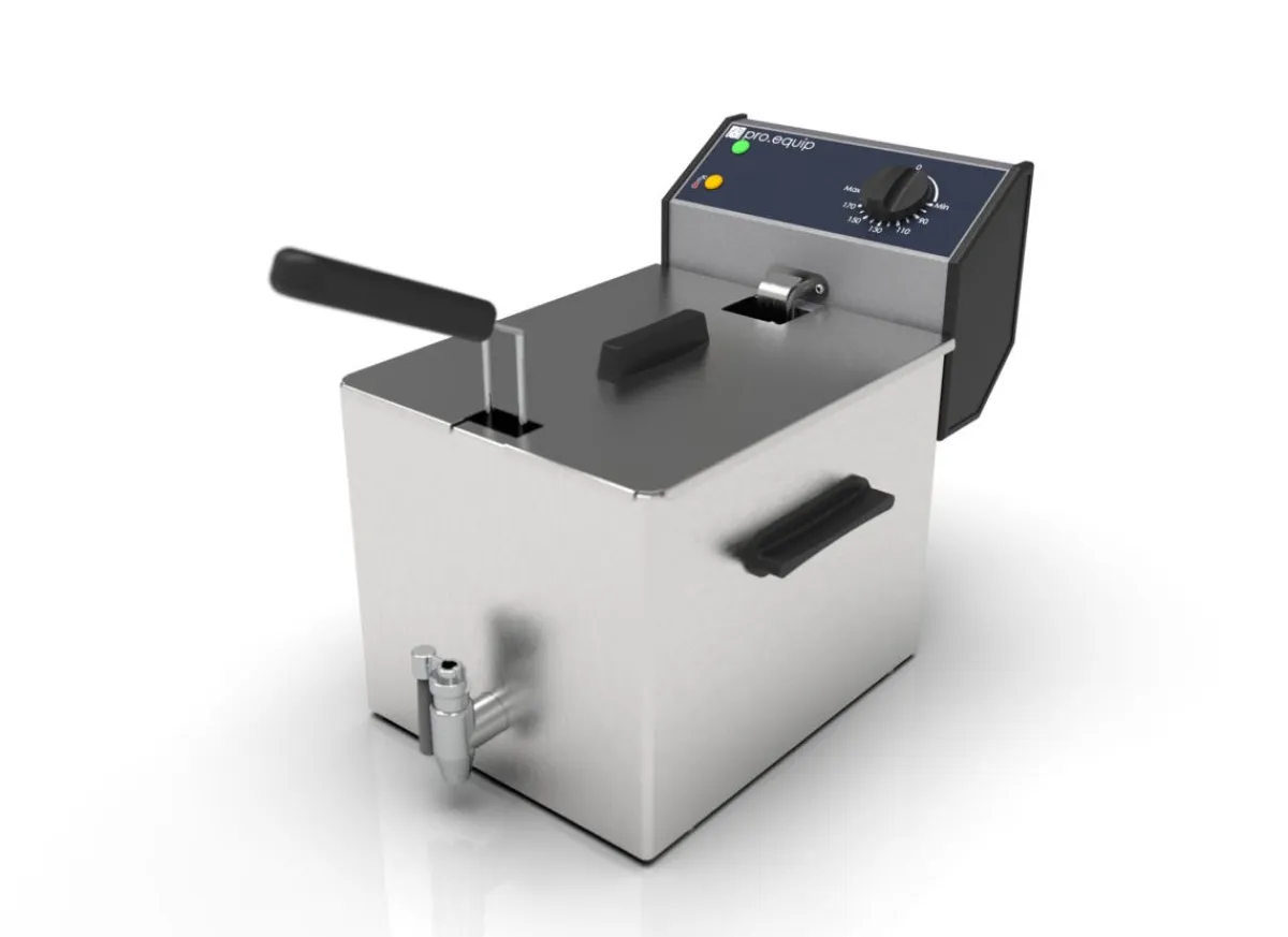 PRO.EQUIP Friteuse avec robinet argent 230v 8 L New