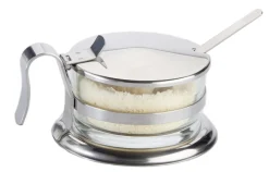 Fromagère avec couvercle et cuillère rond transparent Ø 11 cm 7 cm - PRO.MUNDI New
