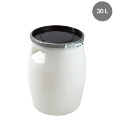 Fût Avec couvercle blanc plastique Ø 49,2 cm 43 cm 30 L fond plein parois pleines - GILAC Best