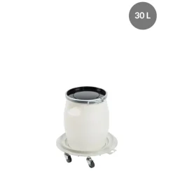 Fût Avec couvercle blanc plastique Ø 49,2 cm 43 cm 30 L fond plein parois pleines - GILAC Best