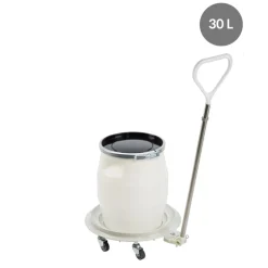 Fût Avec couvercle blanc plastique Ø 49,2 cm 43 cm 30 L fond plein parois pleines - GILAC Best
