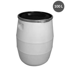 GILAC Fût Avec couvercle blanc plastique Ø 37 cm 65 cm 100 L fond plein parois pleines Discount