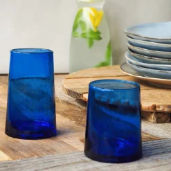 Gobelet forme haute bleu verre recyclé 33 cl Lily - PRO.MUNDI Hot