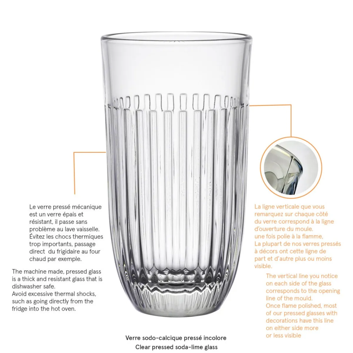 LA ROCHERE Gobelet forme haute verre pressé 45 cl Ouessant Sale