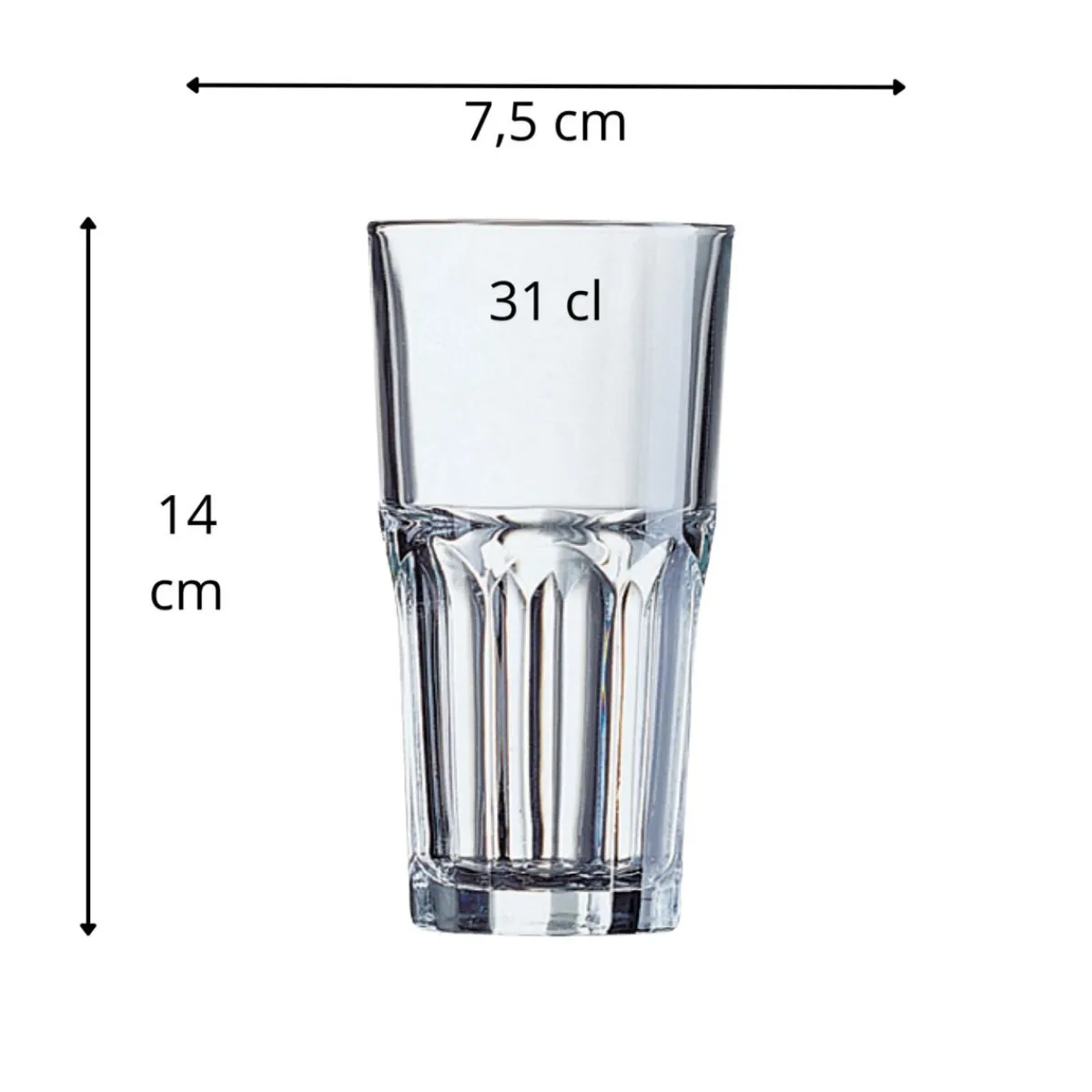 ARCOROC Gobelet forme haute verre trempé 31 cl Granity Outlet