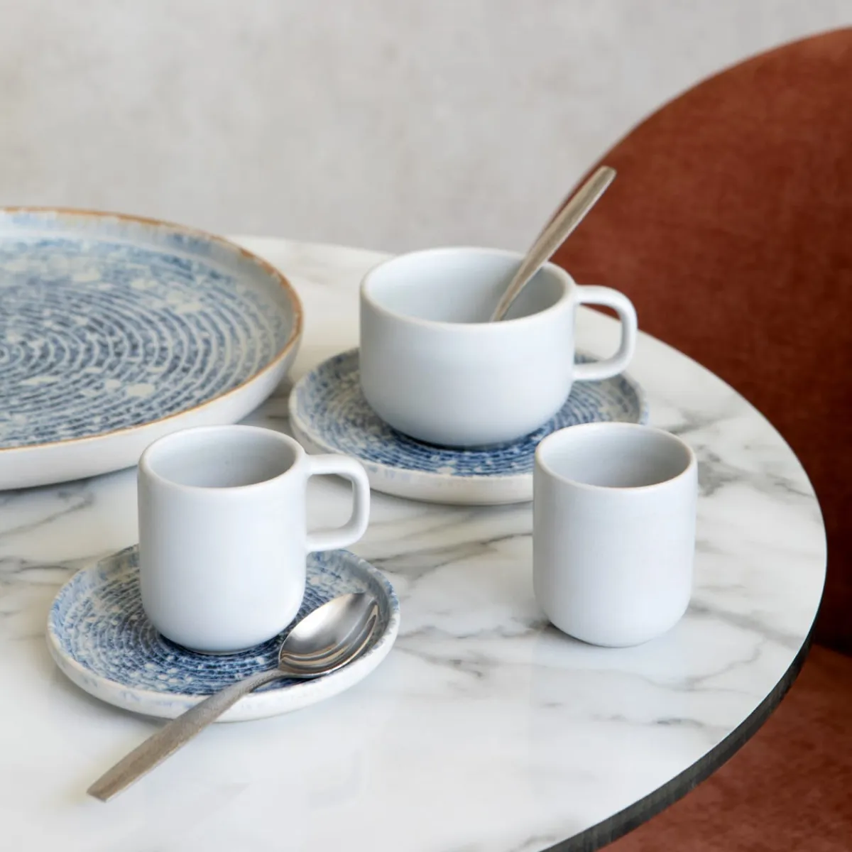 ACCOLADE Gobelet rond bleu grès émaillé 9 cl Ø 5,5 cm Ice Discount