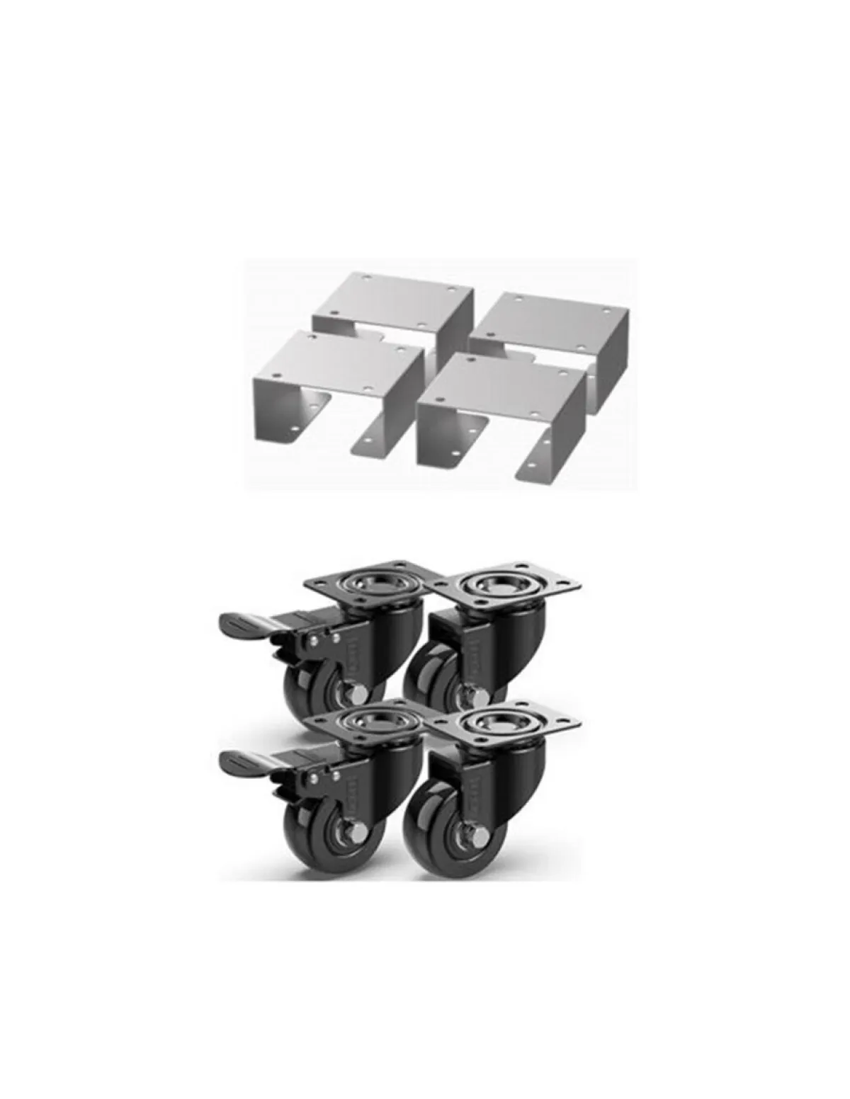 Kit de roulettes pour meuble de cuisine noir 12x5x7 cm - LE MARQUIER Discount