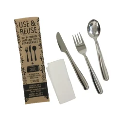 PINTINOX Kits couverts 3 pièces inox et serviette 20,5x6 cm Use & Reuse (400 pièces) Clearance