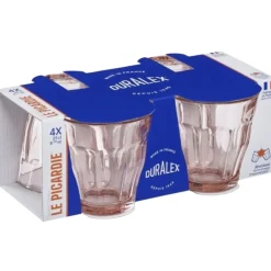 DURALEX Lot de 4 gobelets forme basse rose verre trempé 25 cl Picardie (4 pièces) New