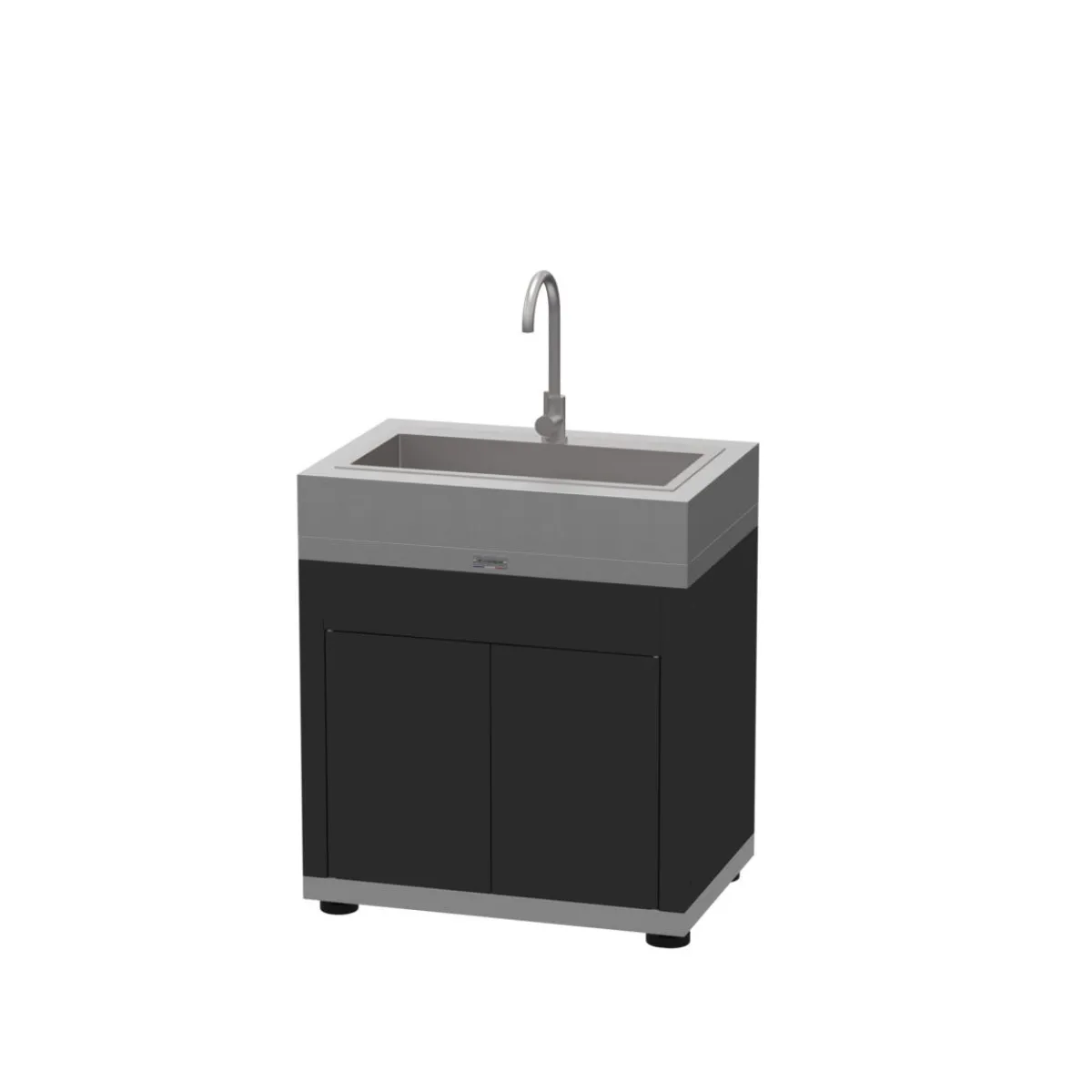 Meuble bas avec évier acier 80x55x128 cm Sans dosseret Sans étagère - LE MARQUIER Online