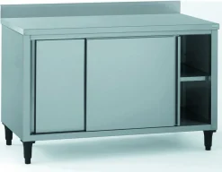 Meuble bas inox 140x70x90 cm Avec dosseret Avec étagère - TOURNUS
