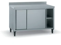 Meuble bas inox 120x70x90 cm Avec dosseret Avec étagère - TOURNUS