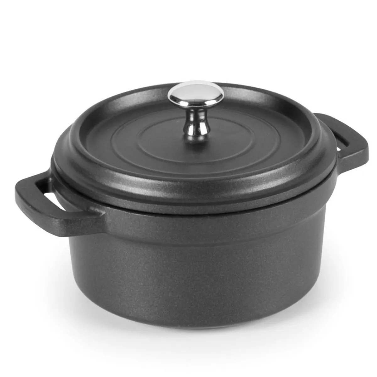 Mini cocotte fonte d'aluminium Revêtement anti-adhésif Avec couvercle Ø 10 cm 5 cm 0,24 L - LACOR Discount