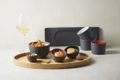 REVOL Mise en bouche rond noir porcelaine culinaire Ø 7,5 cm Solid New