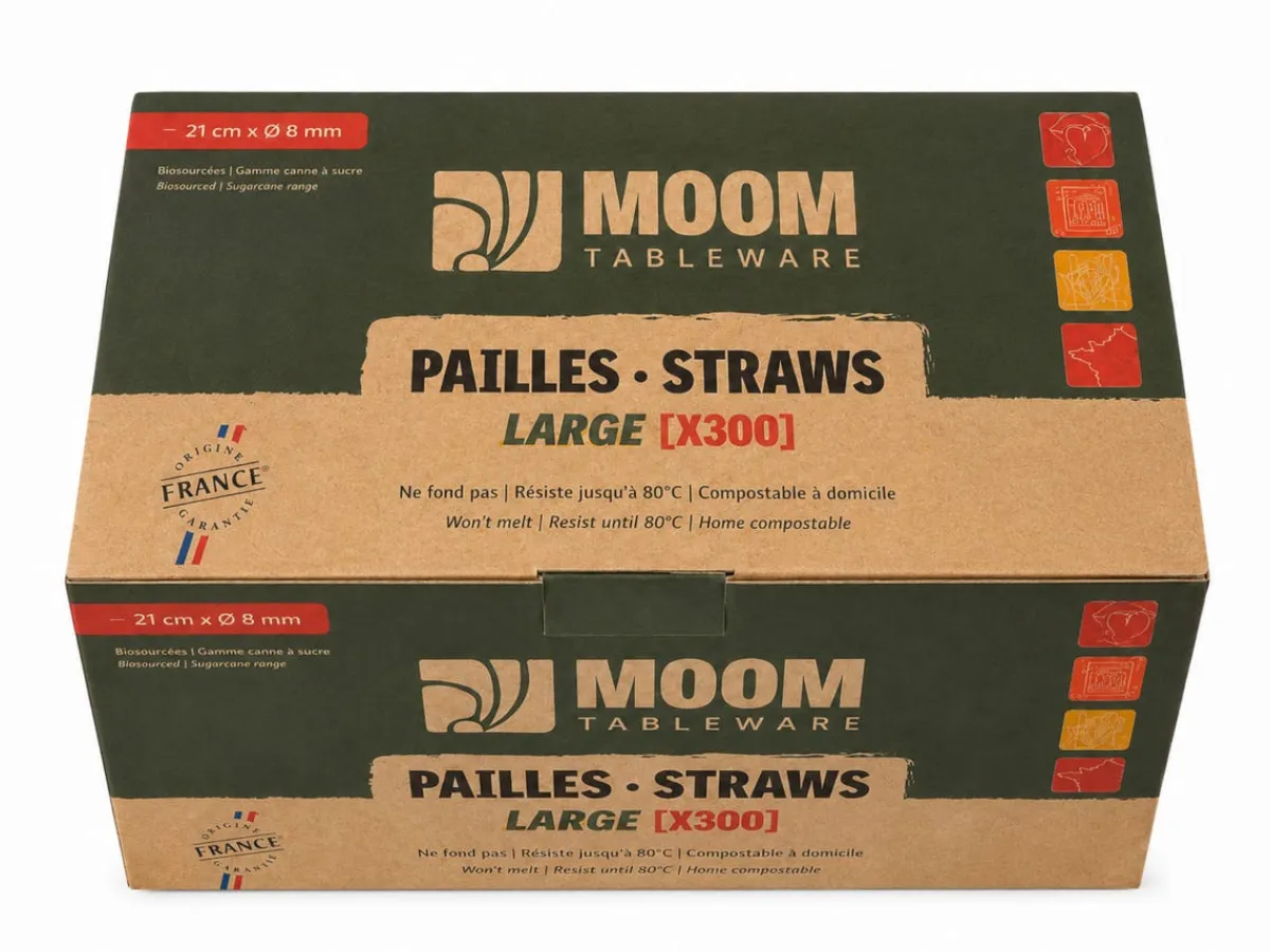 Pailles bagasse Ø 0,8 cm 21 cm (300 pièces) - Les nouvelles pailles Sale