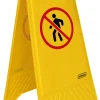 Panneau avertissement interdit aux piétons rectangulaire jaune 28 cm - PROBBAX