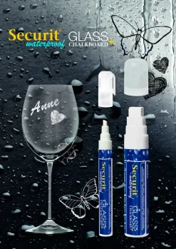 Paquet de 4 feutres craie couleur pointe large waterproof bleu - SECURIT Outlet