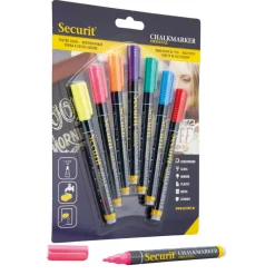 SECURIT Paquet de 7 feutres craie couleur pointe fine