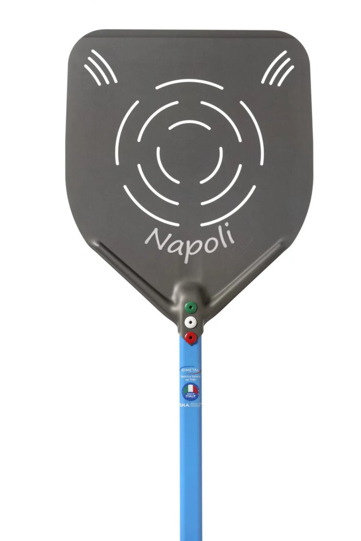 Pelle à pizza perforée aluminium anodisé 33x33 cm manche 150 cm Napoli - GI METAL Online