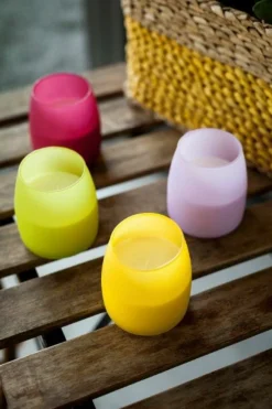 Photophore conique jaune Ø 8,2 cm 9 cm Soft Glow - SPAAS Discount