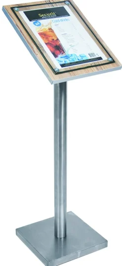 SECURIT Pied pour porte-menu rectangulaire gris 40x40x85 cm Glass Star Hot