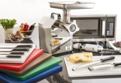 PRO.COOKER Planche à découper polyéthylène haute densité (pehd) marbre gris 60x40 cm Pâtissier Sans rigole Réversible Discount
