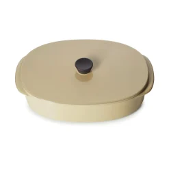 Plat avec couvercle ovale beige porcelaine culinaire 26x18,5 cm  Caractère - REVOL Discount