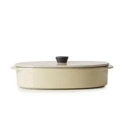 Plat avec couvercle ovale beige porcelaine culinaire 26x18,5 cm  Caractère - REVOL Discount