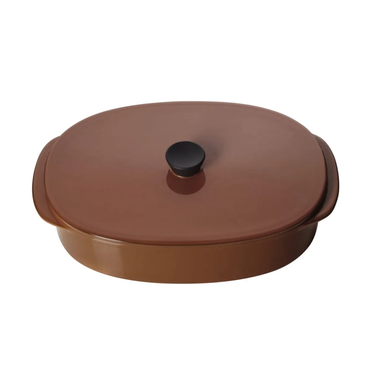 Plat avec couvercle ovale rouge porcelaine culinaire 19x13 cm Caractère - REVOL