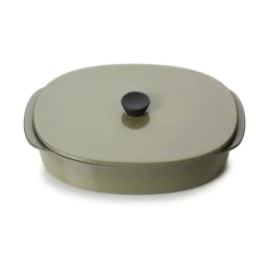 REVOL Plat avec couvercle ovale vert porcelaine culinaire 19x13 cm  Caractère Clearance