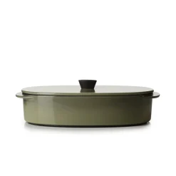 Plat avec couvercle ovale vert porcelaine culinaire 26x18,5 cm  Caractère - REVOL