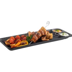 Plat avec 2 ramequins mélamine noir Ø 6 cm 41x15x2,5 cm Nero - APS Hot