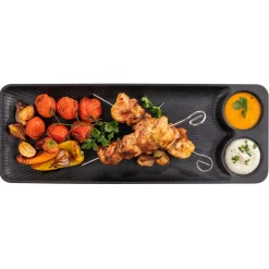 Plat avec 2 ramequins mélamine noir Ø 6 cm 41x15x2,5 cm Nero - APS Hot