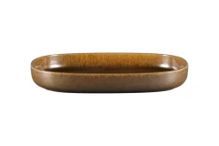 Plat creux ovale bronze porcelaine vitrifiée 33,2 cm stone Ease - RAK Best
