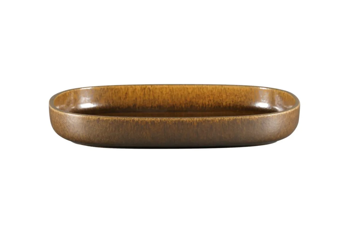 Plat creux ovale bronze porcelaine vitrifiée 33,2 cm stone Ease - RAK Best