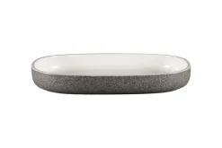 RAK Plat creux ovale gris porcelaine vitrifiée 33,2 cm stone Ease