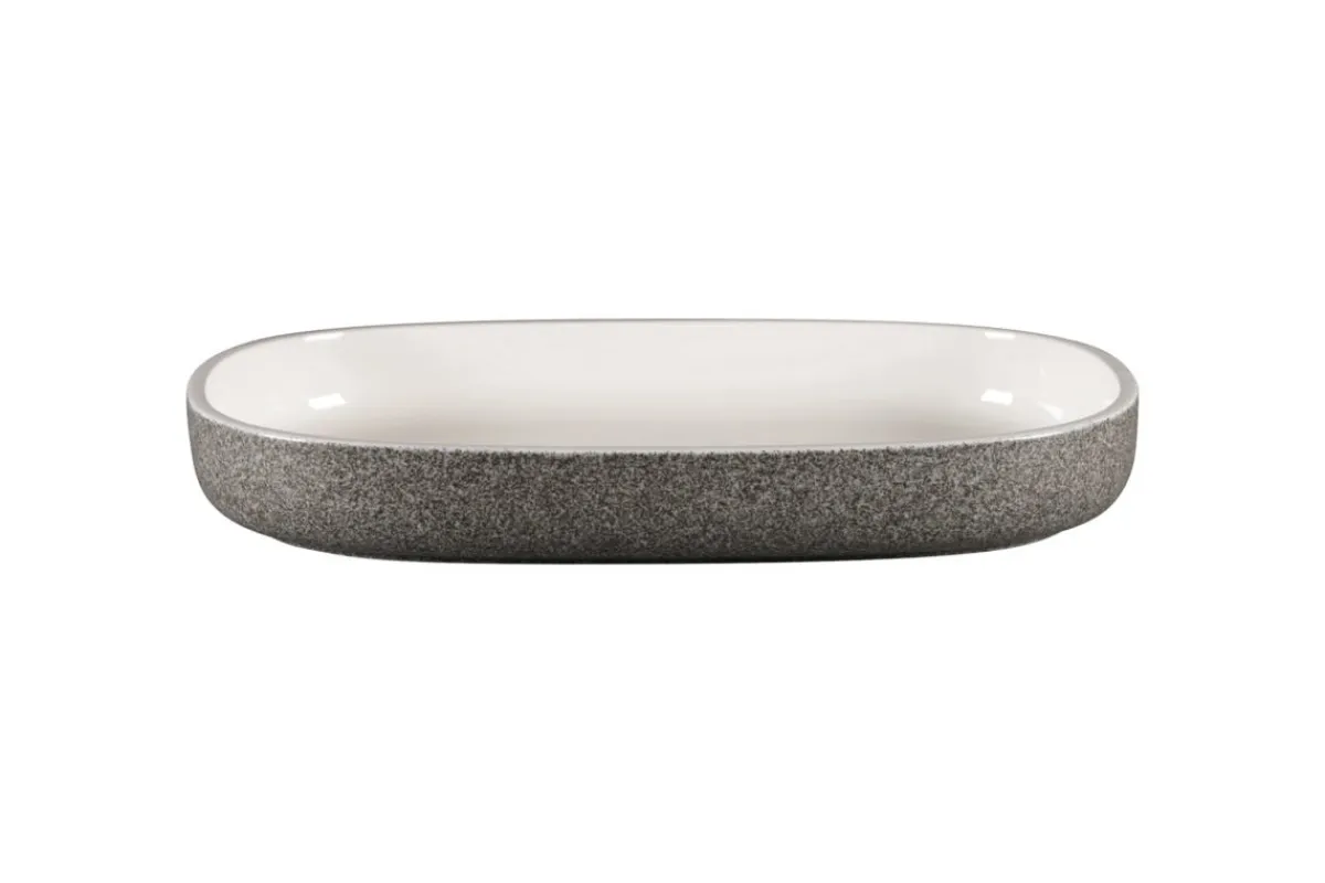 RAK Plat creux ovale gris porcelaine vitrifiée 33,2 cm stone Ease