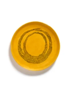 SERAX Plat de présentation rond sunny yellow - points noirs grès émaillé Ø 35 cm Feast By Ottolenghi Online