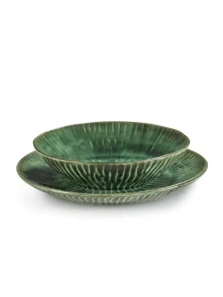 Plat de présentation rond vert grès émaillé 22 cm Ø 22 cm Verde Lanza - SERAX Outlet