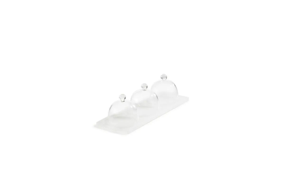 MEALPLAK Plateau avec cloche rectangulaire blanc résine Nacryl® 25 cm New
