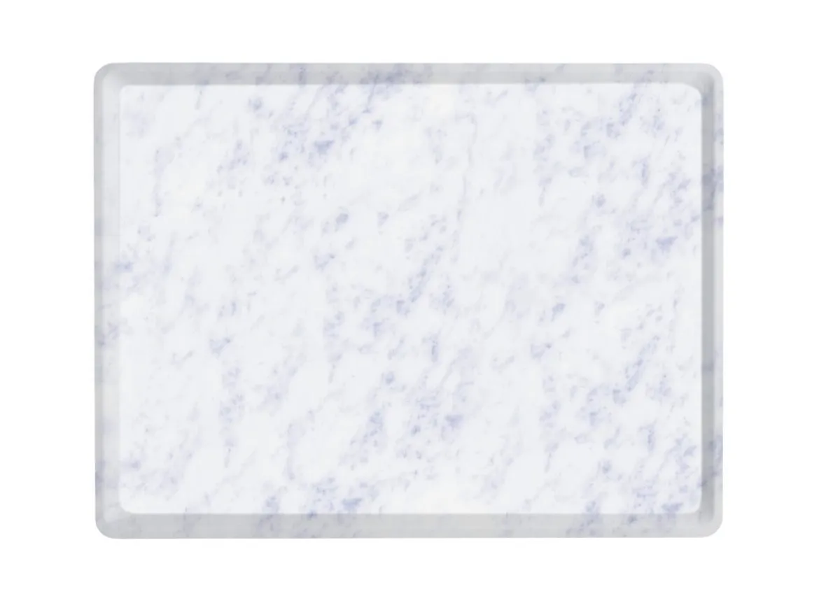 PLATEX Plateau bois marbre blanc 37x28 cm Slim Best