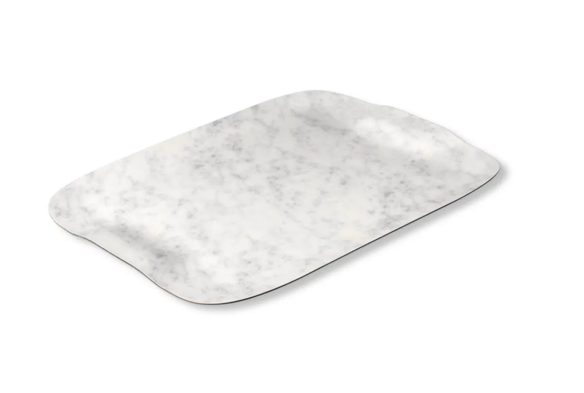 Plateau bois marbre blanc 41x29 cm Papillon - PLATEX Outlet