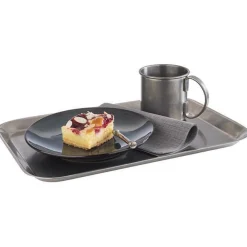 Plateau de présentation rectangulaire gris inox 38 cm - APS Clearance