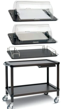 Plateau à fromage avec cloche rectangulaire wengé bois 64 cm Roma - ZEPE Sale