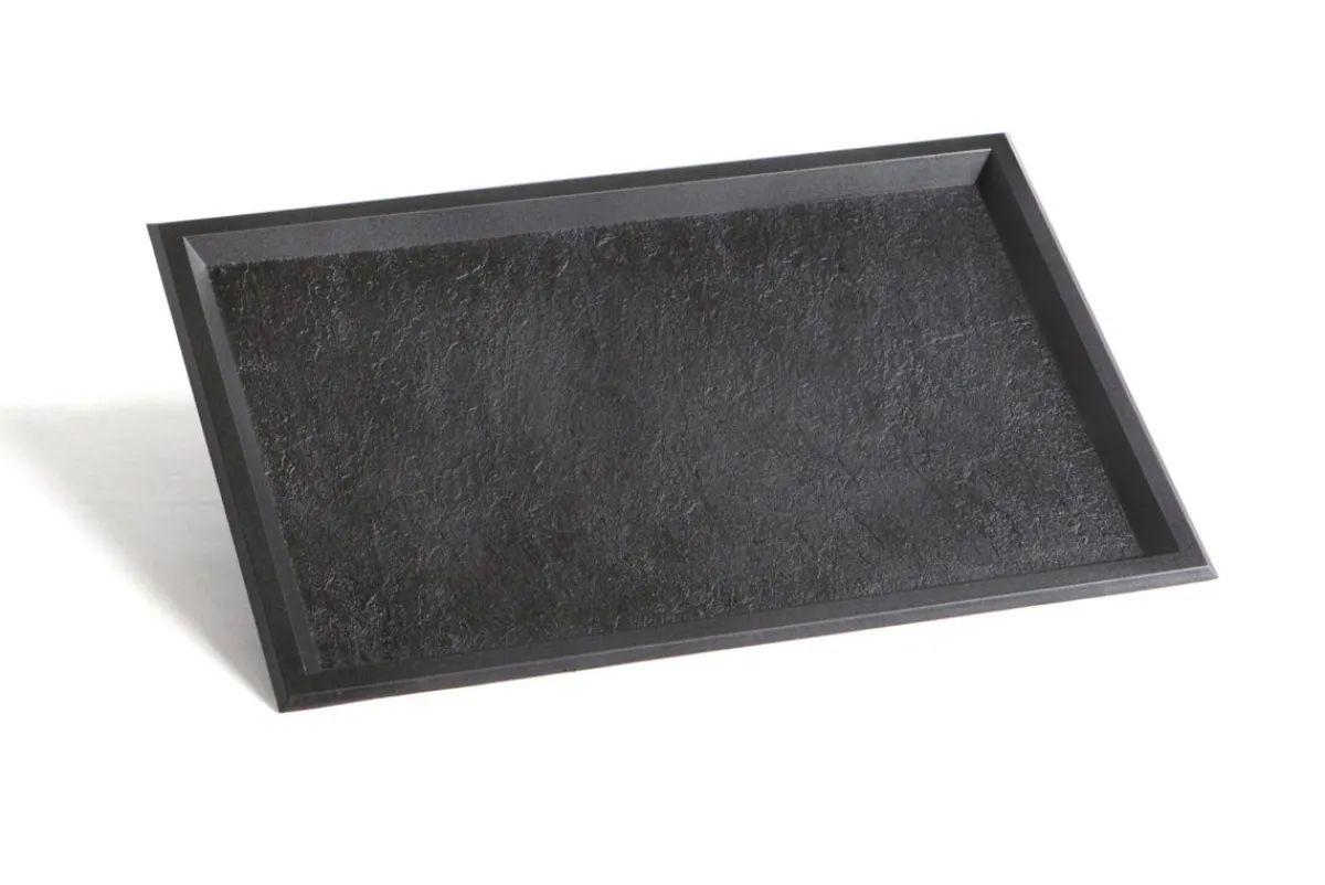 SOLIA Plateau rectangulaire noir plastique 29,5x19,5x1 cm (10 pièces) Discount