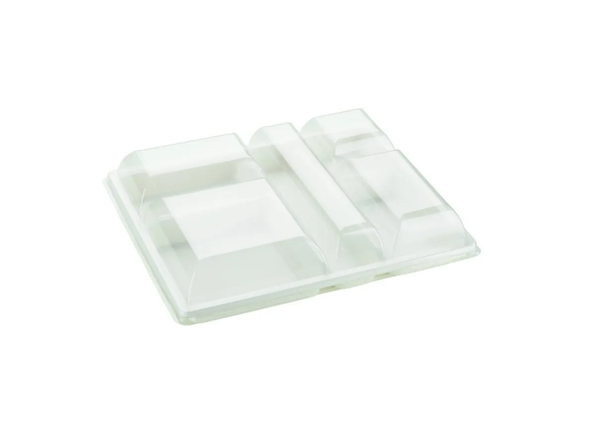 Plateau repas rectangulaire blanc bagasse 32x25,8x3 cm Oxstal (100 pièces) - PRO.MUNDI Online