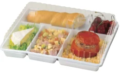 ALPHAFORM Plateau repas rectangulaire blanc plastique 32x26x3,5 cm (50 pièces) Hot
